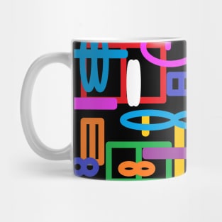 Rainbow  and black geometric abstract art design Mug